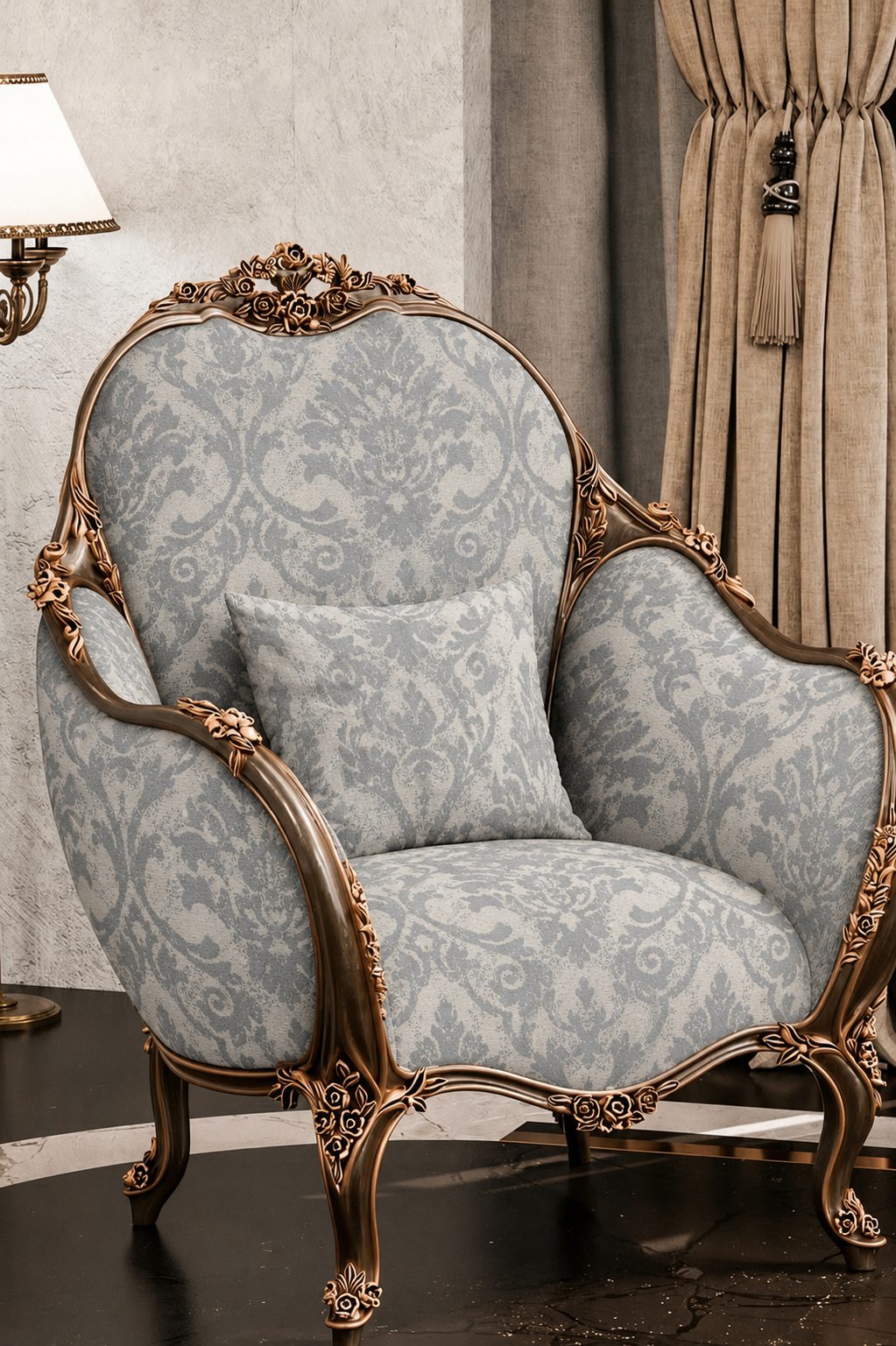 Boucle upholstered armchair